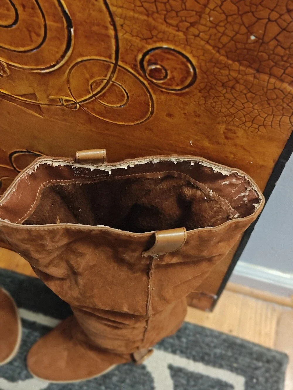 Women’s Brown Suede Knee-High Hidden Wedge Heel Boots